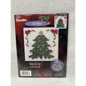 Plaid Bucilla Silk Ribbon Embroidery kit "Christmas Tree" #84468 Picture/Pillow